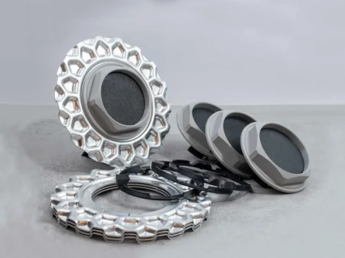 BBS RC 090 17″ & 18" waffle style Aluminum custom center caps (Set of 4) - Image 2