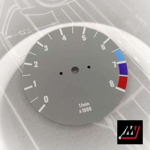 BMW E30 Gray RPM Cluster Face Inspired by the E46 M3 Cluster Design (B02 8000 Gray)