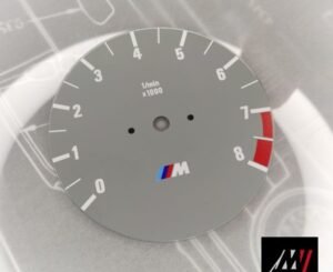 BMW E30 Gray RPM Cluster Face Inspired by the E46 M3 Cluster Design (C03 8000 Gray M)