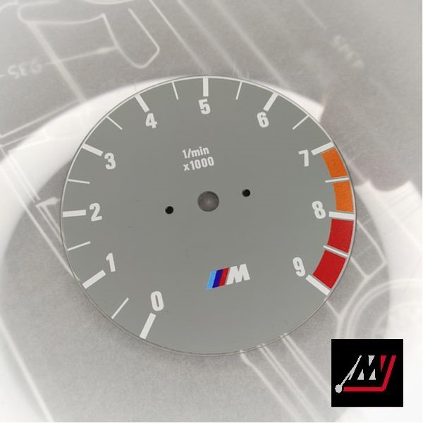 BMW E30 Gray RPM Cluster Face Inspired by the E46 M3 Cluster Design (C09 9000 M)