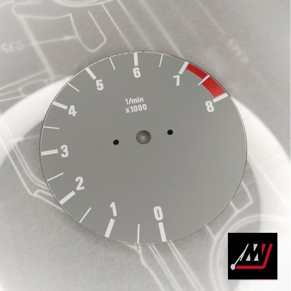 BMW E30 Gray RPM Cluster Face Inspired by the E46 M3 Cluster Design (D01 8000 Gray)