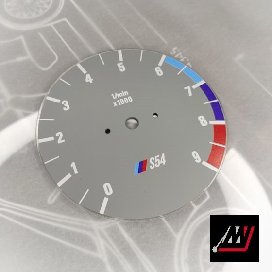 BMW E30 Gray RPM Cluster Face Inspired by the E46 M3 Cluster Design (E1 9000 Gray S54)