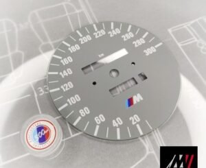 BMW E30 Gray Cluster Face Inspired by the E46 M3 Cluster Design (300Km/h) Vertical V1