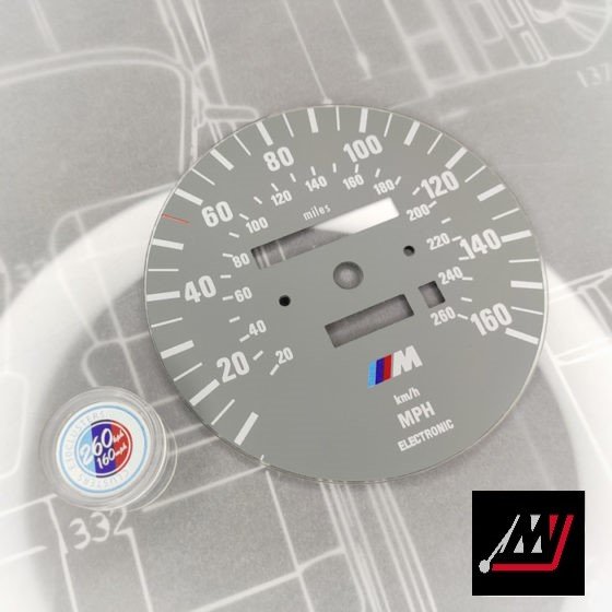 BMW E30 Gray Cluster Face Inspired by the E46 M3 Cluster Design (160mph US Version)