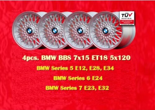 BMW BBS Style 7x15" ET20 5x120 Silver M3 E30, 5 E12, E28, E34, 6 E24, 7 E23, E32, E3, E9 (4 Pieces)