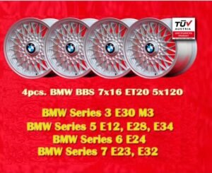 BMW BBS Style 7x16" ET20 5x120 silver M3 E30, 5 E12, E28, E34, 6 E24, 7 E23, E32, E3, E9 (4 Pieces)