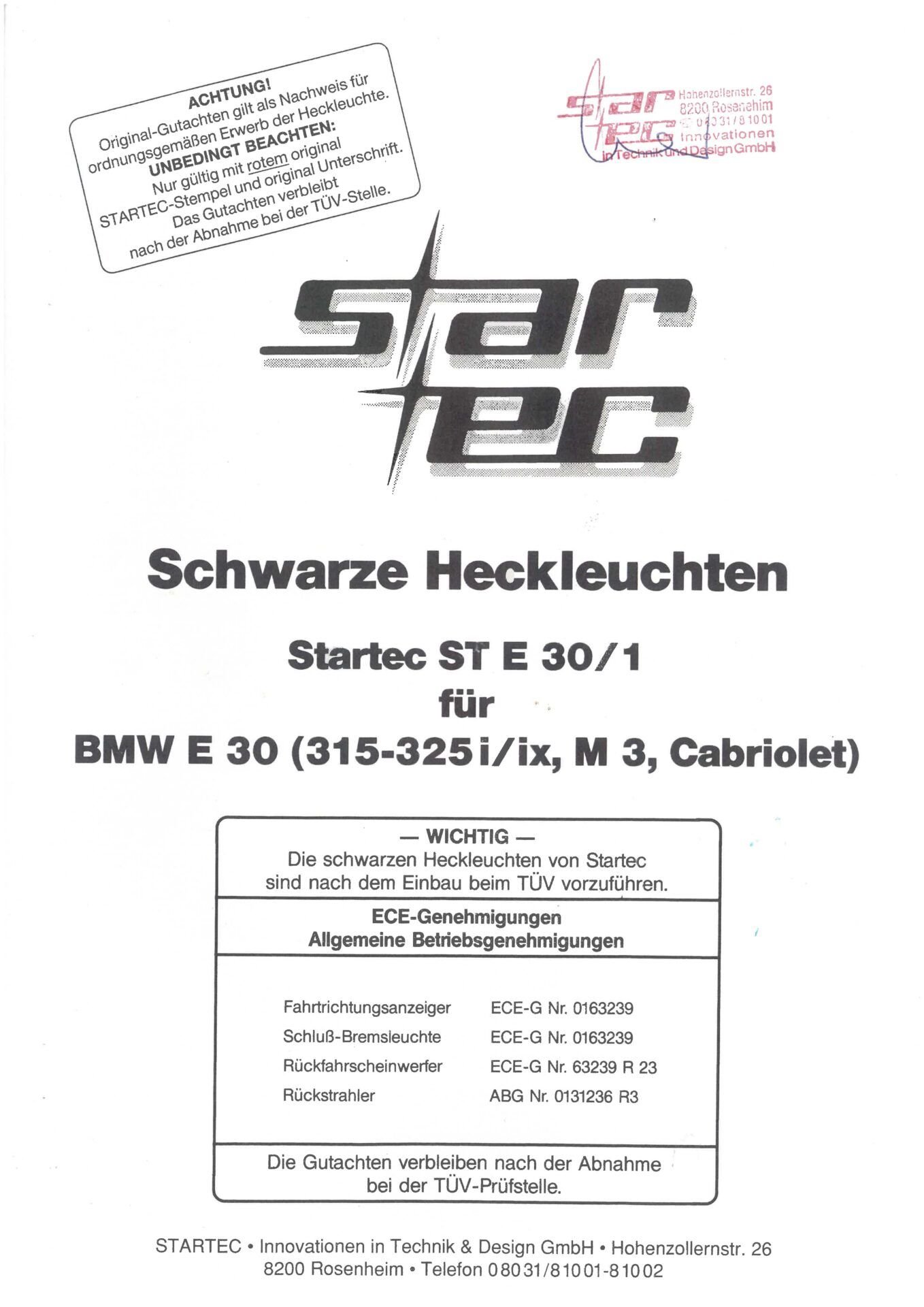 BMW E30 Original Startec Tail Lights Pre-facelift 1983-1987 - Image 10