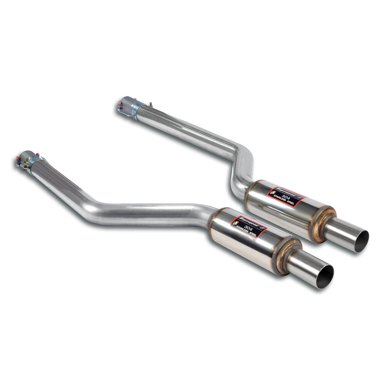 BMW E30 Supersprint Front Pipes Kit + Silencers (Replaces Catalytic Converter)100% Stainless Steel System, 2 x Ø63,5mm -> 2 x Ø60mm Full Kit Only (Copy)