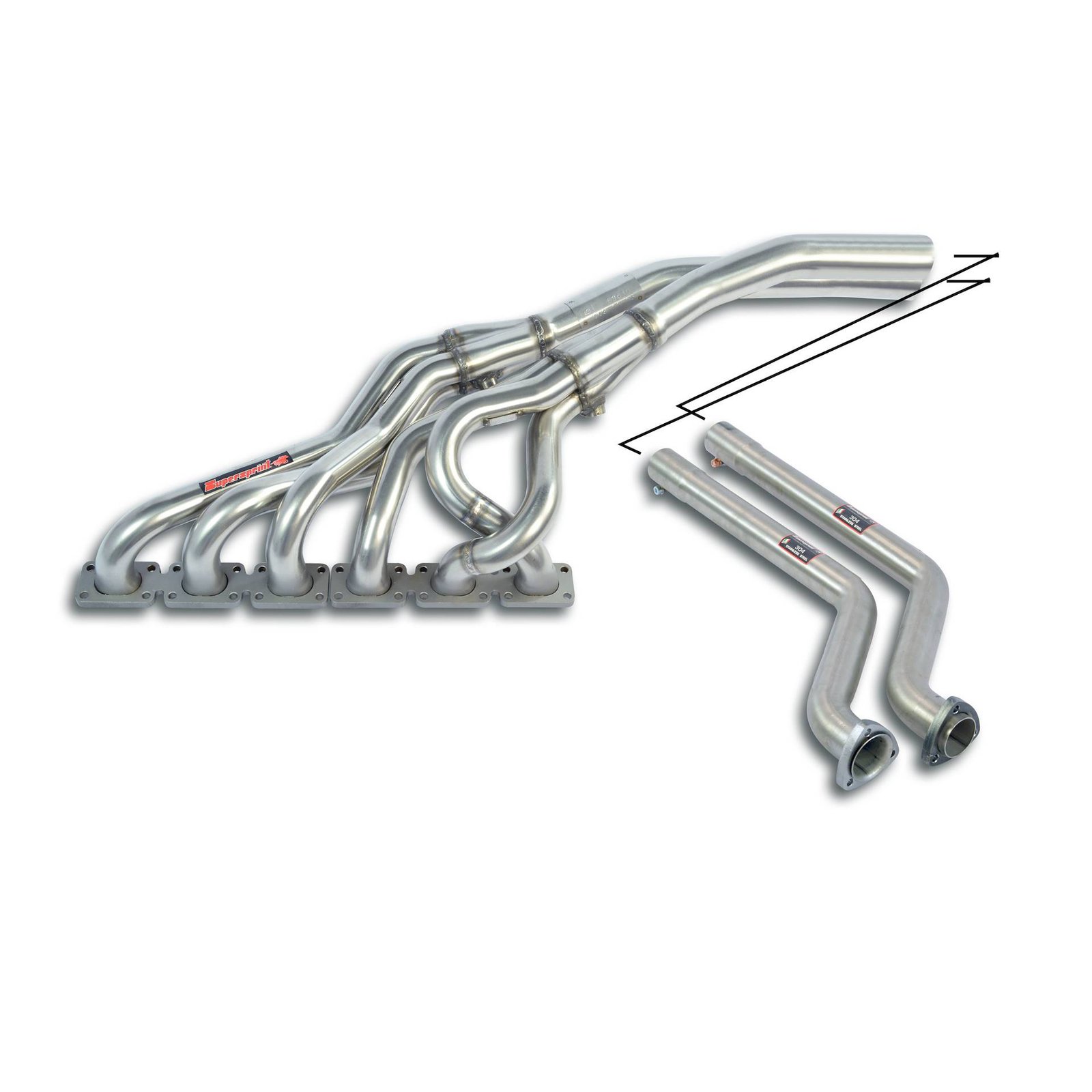 BMW E30 Supersprint Manifold + Connecting Pipes 100% Stainless Steel System, 2 x Ø50mm - Full Kit Only